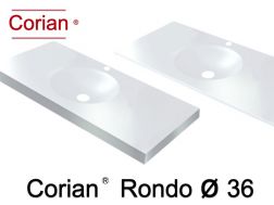 Round vanity top Ø 36 cm, 50 x 10 cm, in Corian ® - RONDO 36