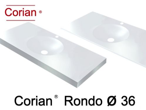 Round vanity top � 36 cm, 50 x 10 cm, in Corian � - RONDO 36