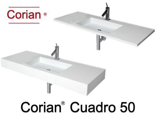 Washbasin, 50 x 100 cm, in Corian  - CUADRO 50