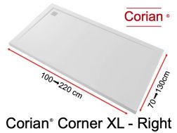 Shower tray, right angle drainage - CORIAN ® CORNER RIGHT