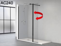 Fixed shower screen with pivoting panel - AC240 BLACK