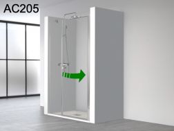 Hinged shower door, with fixed glass on the front- AC 205