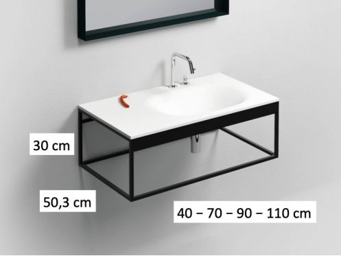 Black structure, suspended, for washbasin, depth 50 cm - FRAME