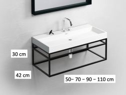 Black structure, suspended, for washbasin, depth 42 cm - FRAME