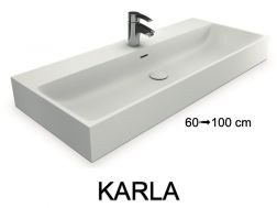 Washbasin, wall-hung or countertop, in mineral resin - KARLA