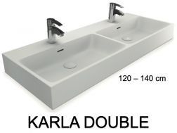 Washbasin, wall-hung or countertop, in mineral resin - KARLA DOUBLE