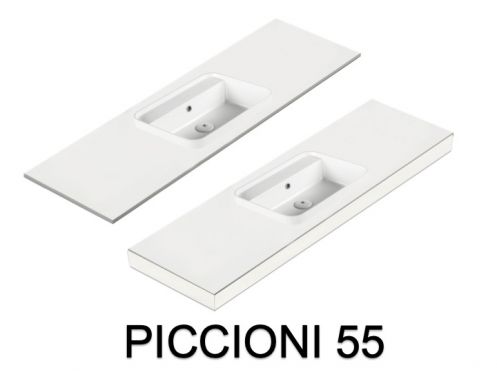 Washbasin, wall-hung or countertop, in mineral resin - PICCIONI 55