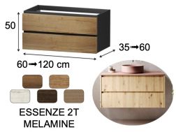 Furniture, basin, suspended, two drawers, height 50 cm - ESSENZE 2T MELAMINE
