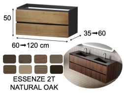 Furniture, basin, suspended, two drawers, height 50 cm - ESSENZE 2T WOOD