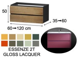 Furniture, basin, suspended, two drawers, height 50 cm - ESSENZE 2T GLOSS LACQUER