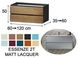 Furniture, basin, suspended, two drawers, height 50 cm - ESSENZE 2T MATT LACQUER