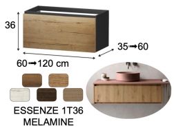 Vanity unit, under washbasin, wall-hung, one drawer, height 36 cm - ESSENZE 1T36 MELAMINE