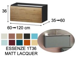 Vanity unit, under washbasin, wall-hung, one drawer, height 36 cm - ESSENZE 1T36 MATT LACQUER