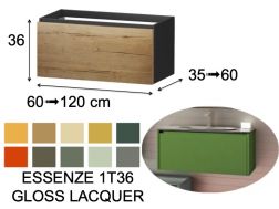 Vanity unit, under washbasin, wall-hung, one drawer, height 36 cm - ESSENZE 1T36 GLOSS LACQUER