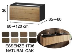 Vanity unit, under washbasin, wall-hung, one drawer, height 36 cm - ESSENZE 1T36 WOOD