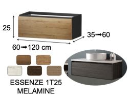 Vanity unit, under washbasin, wall-hung, one drawer, height 25 cm - ESSENZE 1T25 MELAMINE