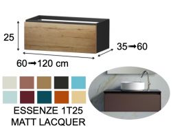 Vanity unit, under washbasin, wall-hung, one drawer, height 25 cm - ESSENZE 1T25 MATT LACQUER