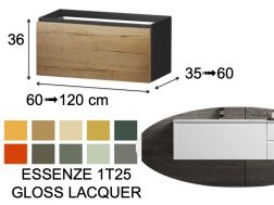 Vanity unit, under washbasin, wall-hung, one drawer, height 25 cm - ESSENZE 1T25 GLOSS LACQUER