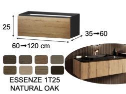 Vanity unit, under washbasin, wall-hung, one drawer, height 25 cm - ESSENZE 1T25 WOOD