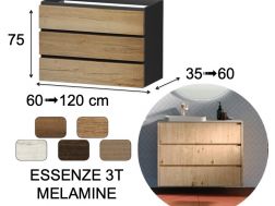 Vanity unit, under washbasin, wall hung, three drawers - ESSENZE 3T MELAMINE