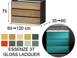Vanity unit, under washbasin, wall hung, three drawers - ESSENZE 3T GLOSS LACQUER