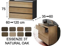 Vanity unit, under washbasin, wall hung, three drawers - ESSENZE 3T WOOD