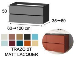 Furniture, basin, suspended, two drawers, height 54 cm - TRAZO BASIC 2T MATT LACQUER