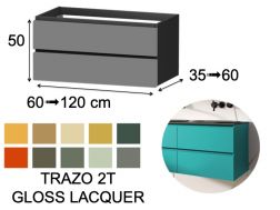 Furniture, basin, suspended, two drawers, height 54 cm - TRAZO BASIC 2T GLOSS LACQUER