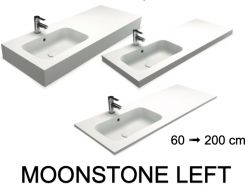 Vanity top, wall-hung or free-standing, in mineral resin - MOONSTONE LEFT