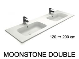 Vanity top, wall-hung or free-standing, in mineral resin - MOONSTONE DOUBLE