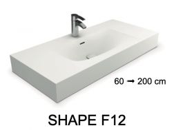 Vanity top, wall-hung or free-standing, in mineral resin - SHAPE F12