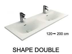 Vanity top, wall-hung or free-standing, in mineral resin - SHAPE DOUBLE