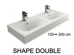 Vanity top, wall-hung or free-standing, in mineral resin - SHAPE F12 DOUBLE