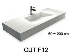 Vanity top, wall-hung or free-standing, in mineral resin - CUT F12