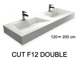 Vanity top, wall-hung or free-standing, in mineral resin - CUT F12 DOUBLE
