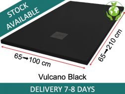 Shower trays, Acrystone® resin, made to measure or cuttable - VULCANO BLACK 120