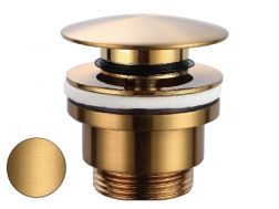 Push-up basin waste with overflow brushed gold