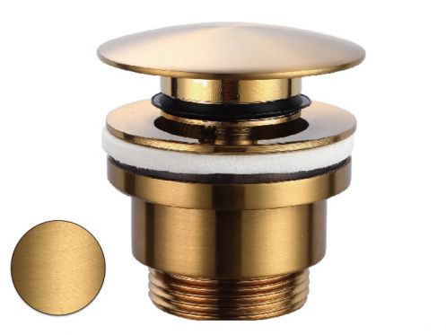 Sink drain, push up, with overflow - Brushed gold