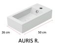 Rectangular hand basin, 50x26 cm, tap on the right