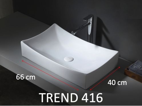 Washbasin, 66x40 cm, in white ceramic - TREND 416