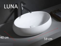 Washbasin, 59x40 cm, in white ceramic - Luna
