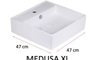 Washbasin, 47x47 cm, in white ceramic - MEDUSA XL