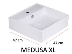 Washbasin, 47x47 cm, in white ceramic - MEDUSA XL