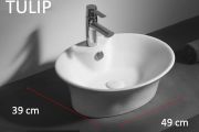 Washbasin, 49x39 cm, in white ceramic - TULIP