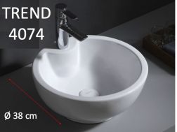 Washbasin Ø 40 cm, white ceramic - TREND 4074