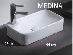 Washbasin, 44x23 cm, in white ceramic - MEDINA