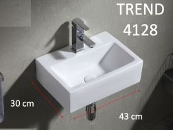 Rectangular washbasin 43x30 cm, in white ceramic