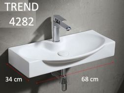 Oval washbasin 68x34 cm, white ceramic - TREND 4282