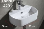 Wall-hung washbasin 45x30 cm, white ceramic