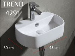 Wall-hung washbasin 45x30 cm, white ceramic